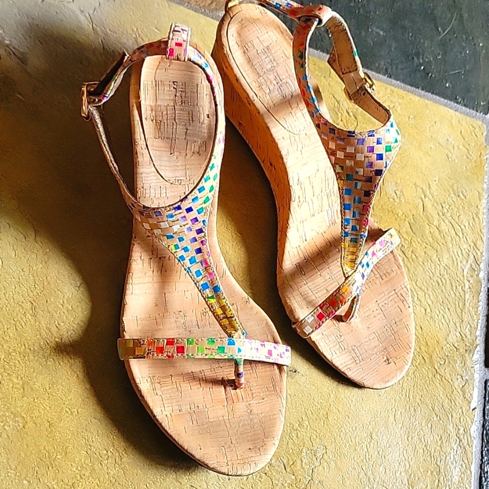 Multicolored sandals that go with everything 9.5